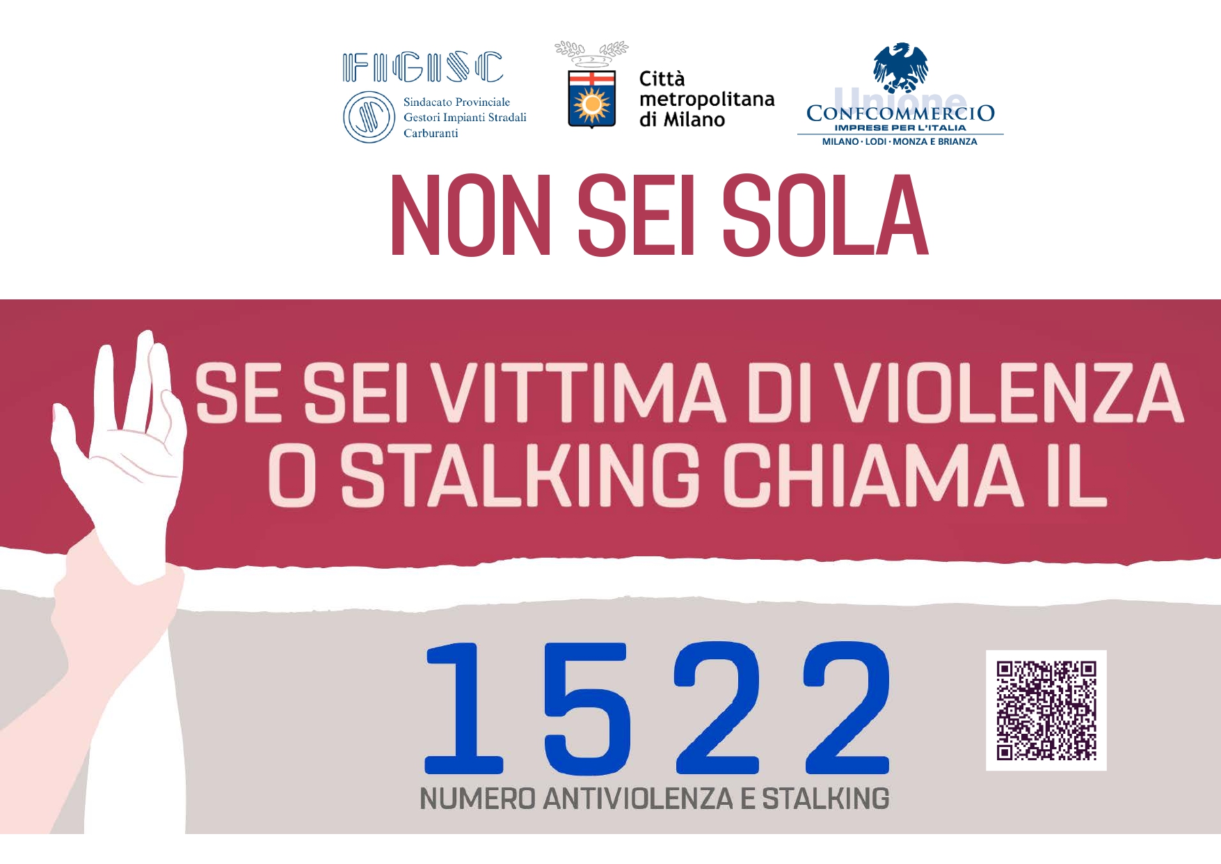 “1522. Non sei sola”: al via la campagna di Assonidi con la Città metropolitana di Milano